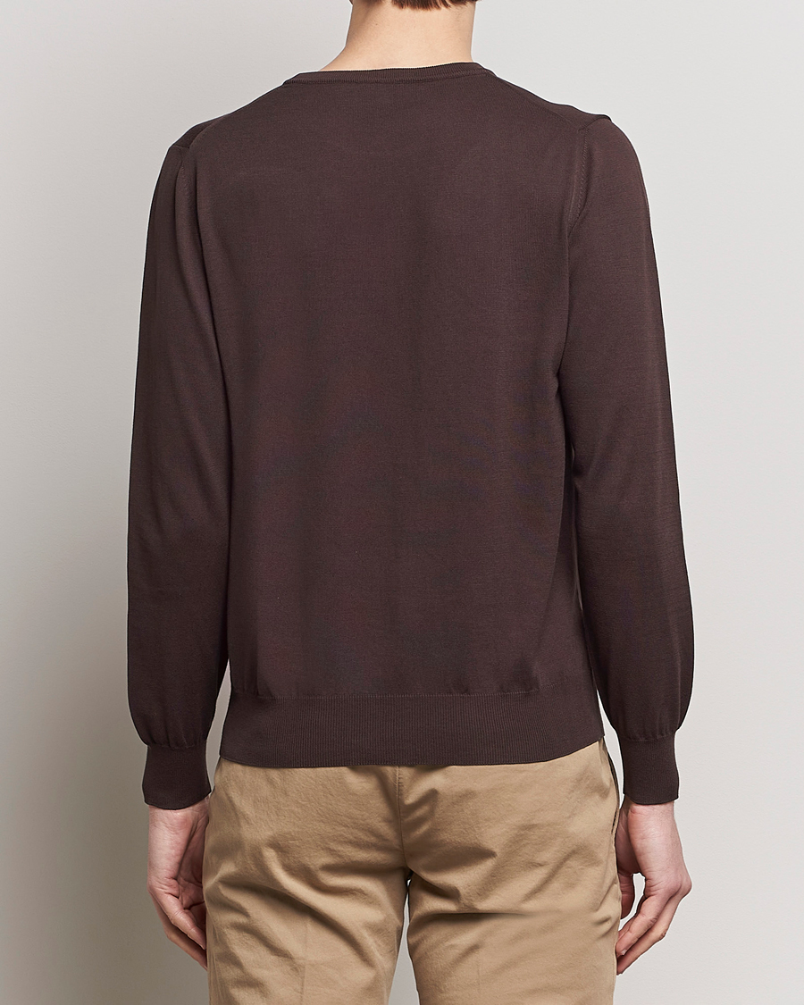 Herre | Trøjer | Canali | Cotton Crew Neck Pullover Dark Brown