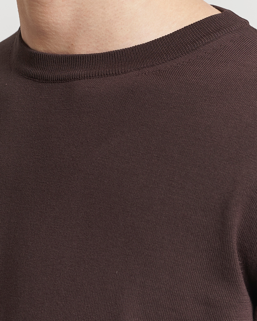 Herre | Trøjer | Canali | Cotton Crew Neck Pullover Dark Brown