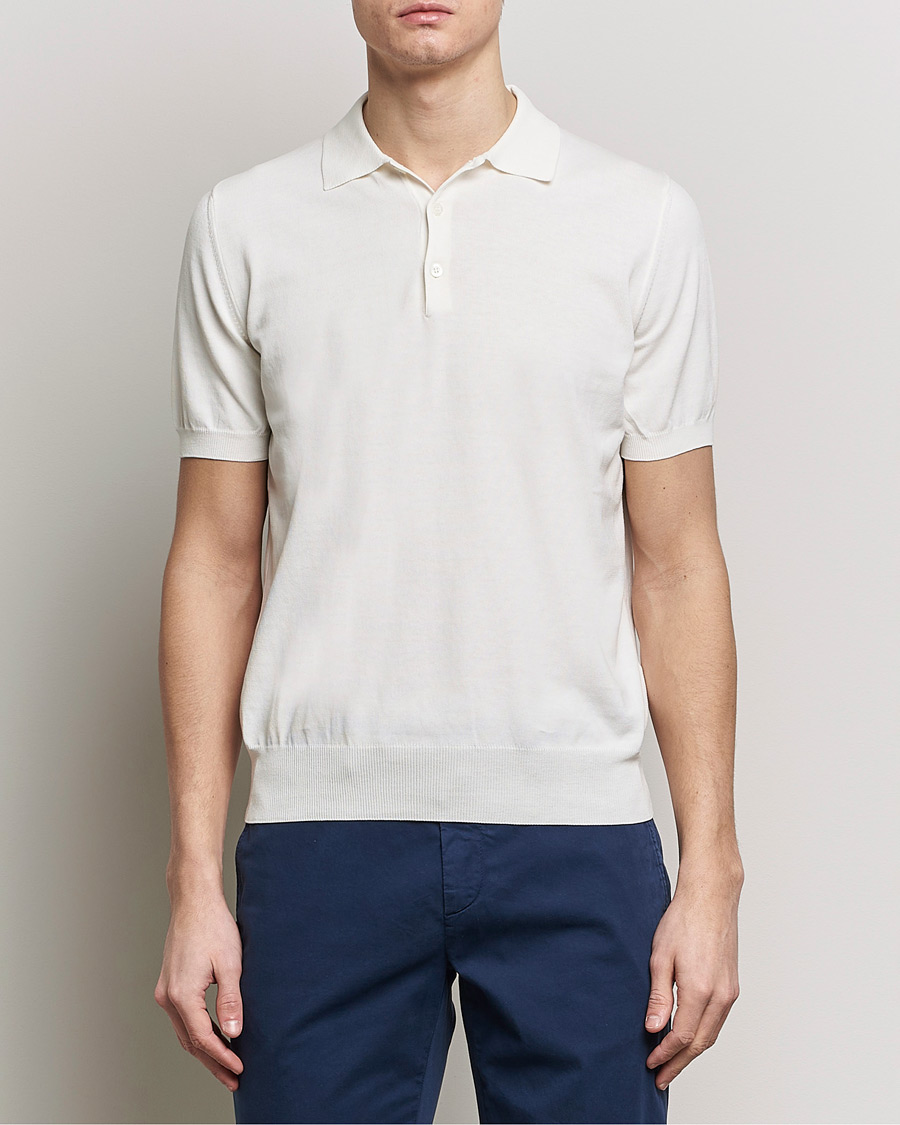 Herre | Kortærmede polotrøjer | Canali | Cotton Short Sleeve Polo White