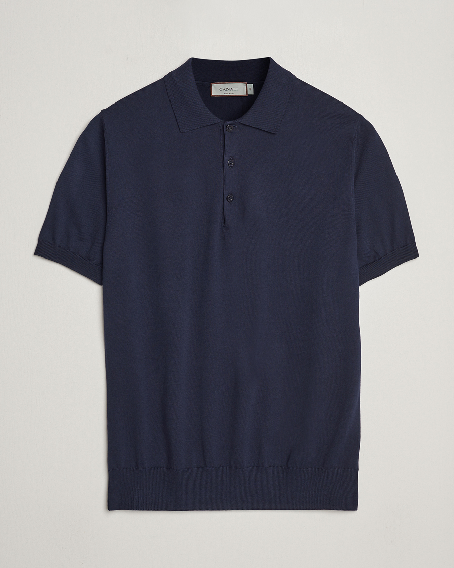 Herre | Polotrøjer | Canali | Cotton Short Sleeve Polo Navy