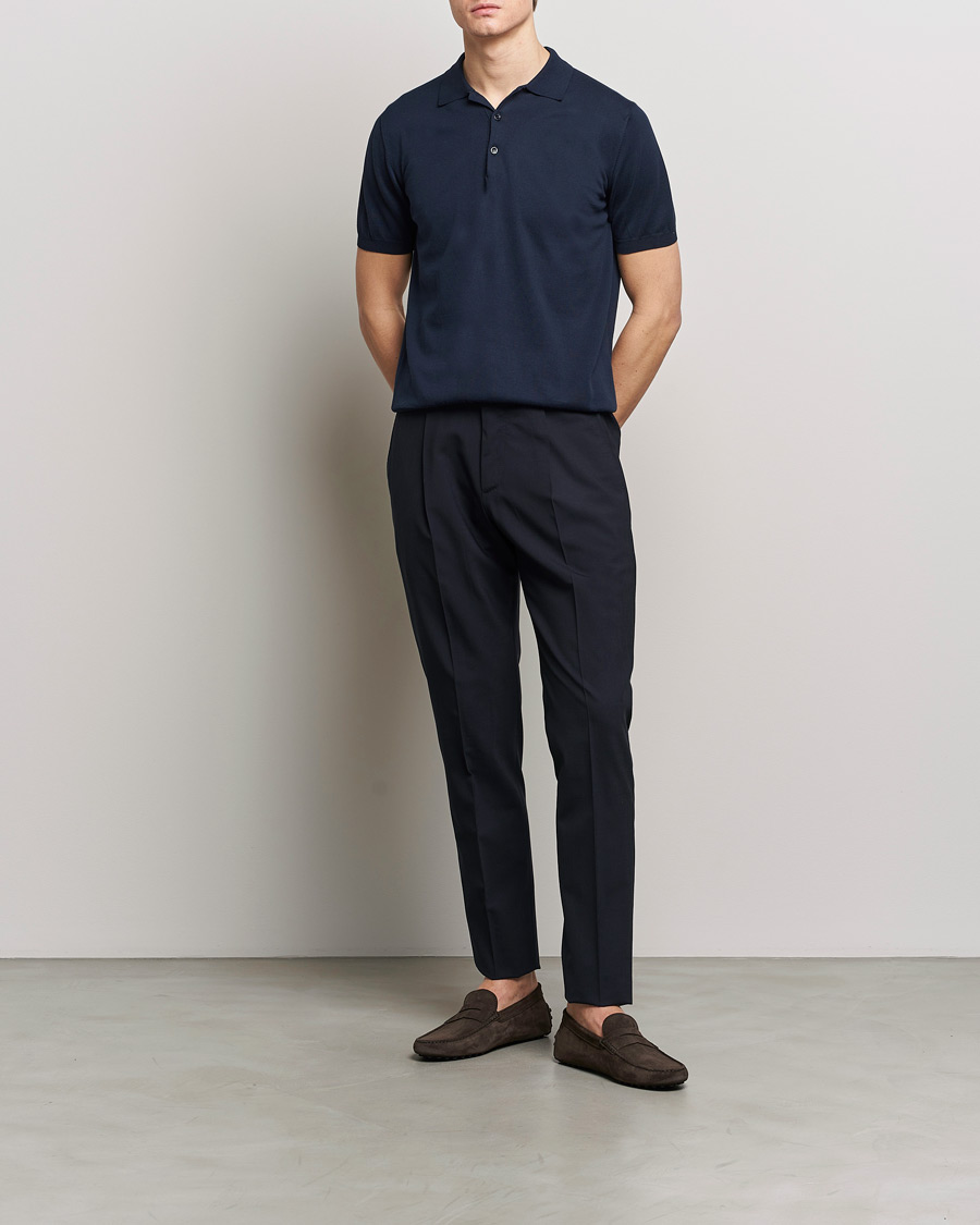 Herre | Polotrøjer | Canali | Cotton Short Sleeve Polo Navy