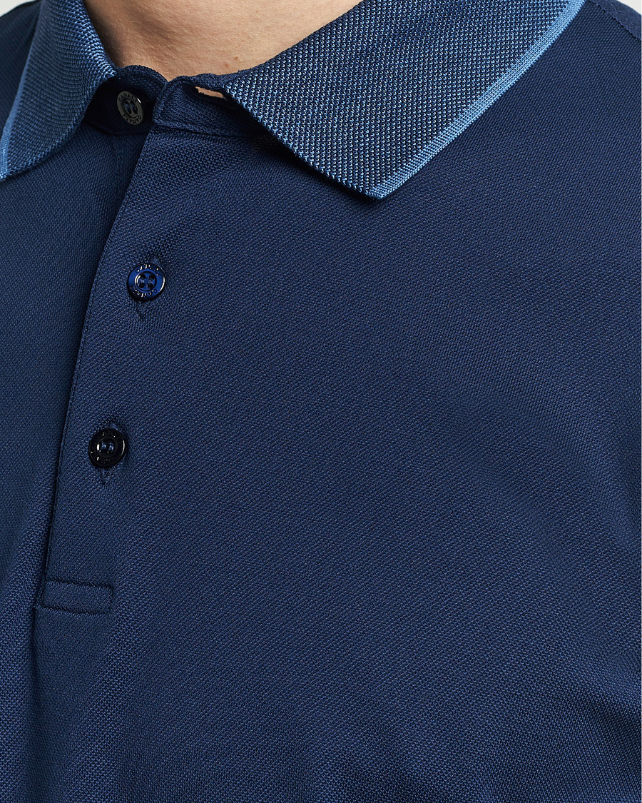 Herre | Polotrøjer | Canali | Contrast Collar Short Sleeve Polo Dark Blue
