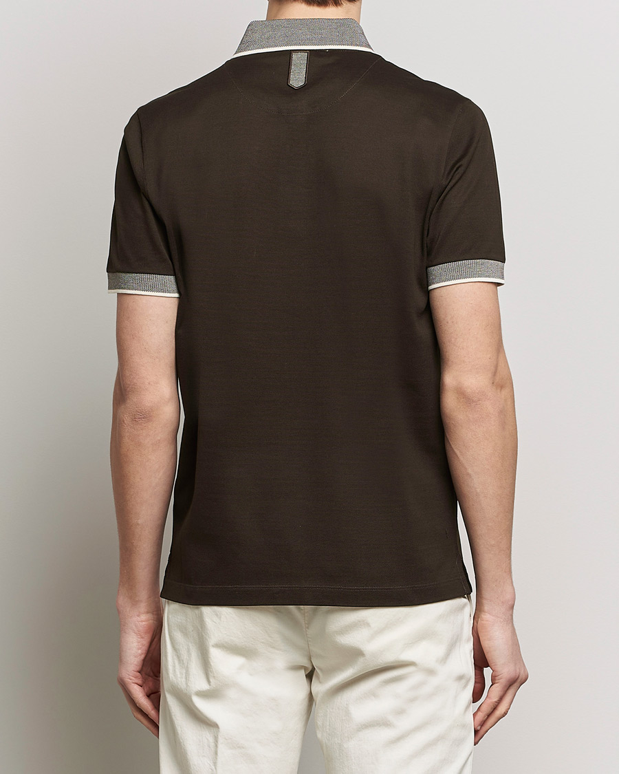 Herre | Polotrøjer | Canali | Contrast Collar Short Sleeve Polo Dark Brown
