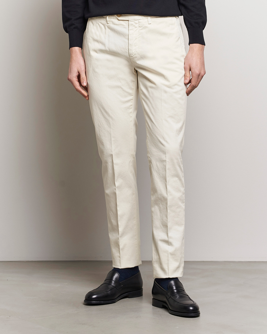 Herre | Chinos | Canali | Cotton Stretch Chinos Off White