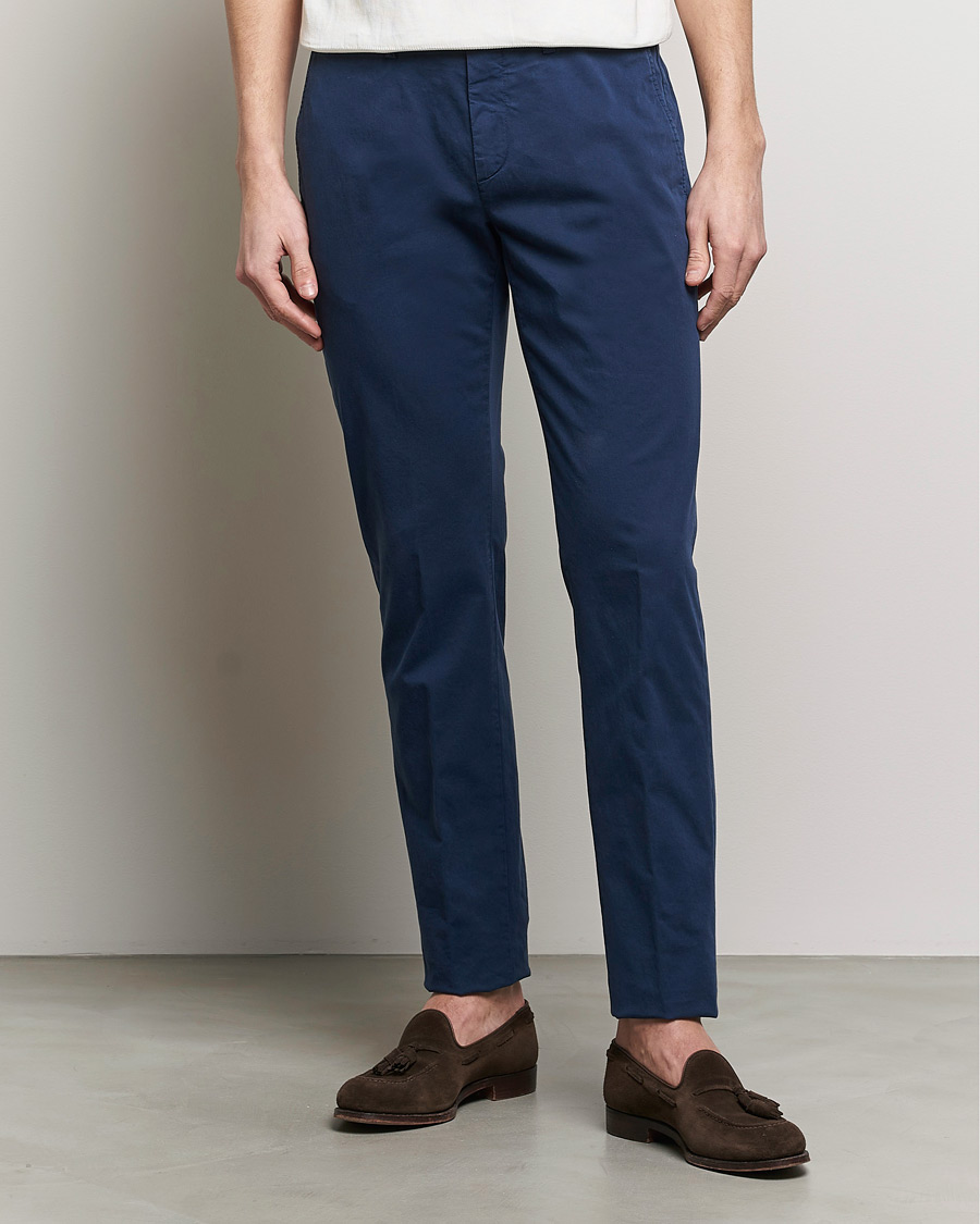 Herre | Quiet Luxury | Canali | Cotton Stretch Chinos Dark Blue