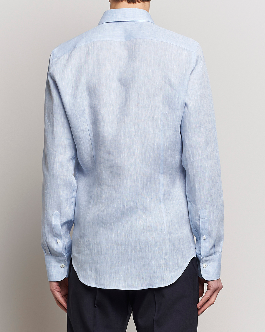 Herre | Skjorter | Canali | Slim Fit Linen Sport Shirt Light Blue