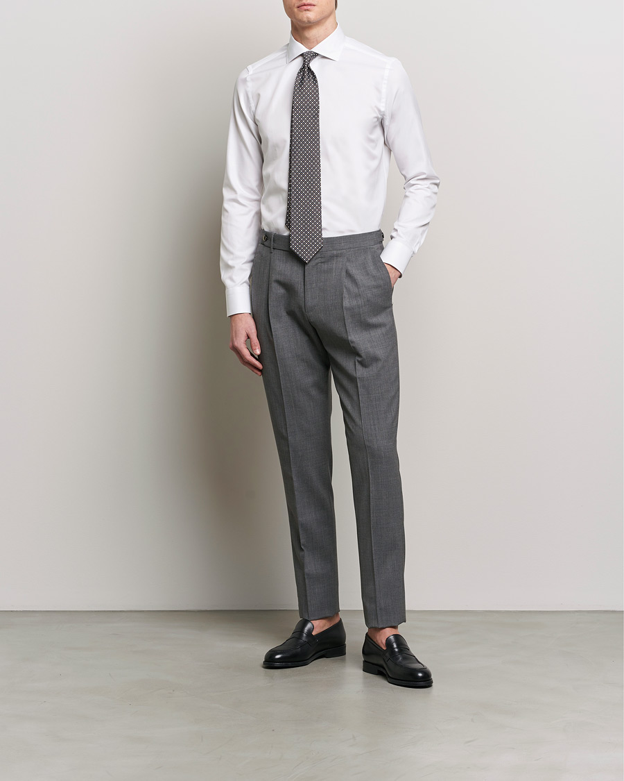 Herre | Quiet Luxury | Canali | Slim Fit Cotton Shirt White