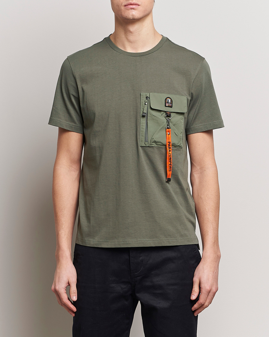 Herre | Kortærmede t-shirts | Parajumpers | Mojave Pocket Crew Neck T-Shirt Thyme Green