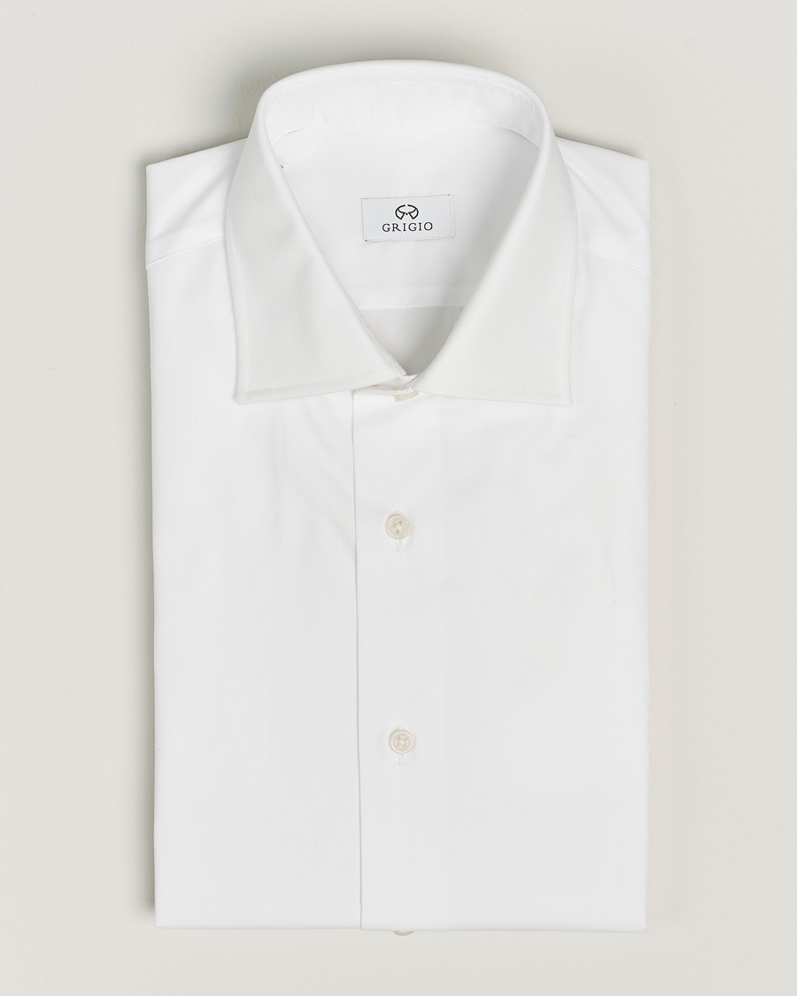 Herre |  | Grigio | Cotton Twill Dress Shirt White