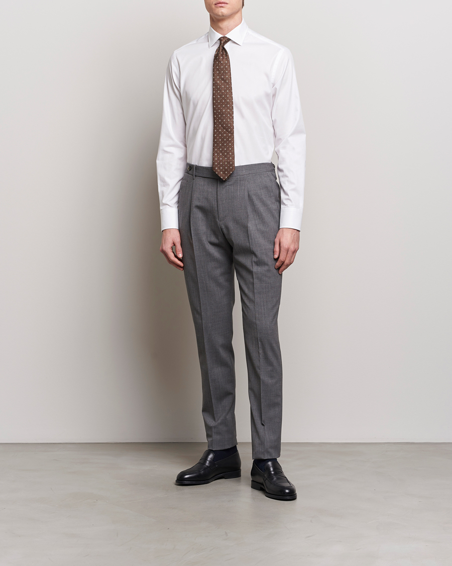 Herre | Businesskjorter | Grigio | Cotton Twill Dress Shirt White