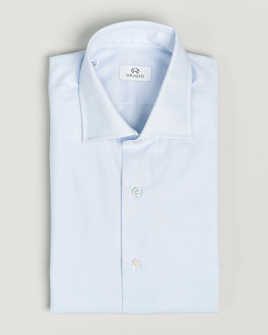 Herre | Skjorter | Grigio | Cotton Twill Dress Shirt Light Blue