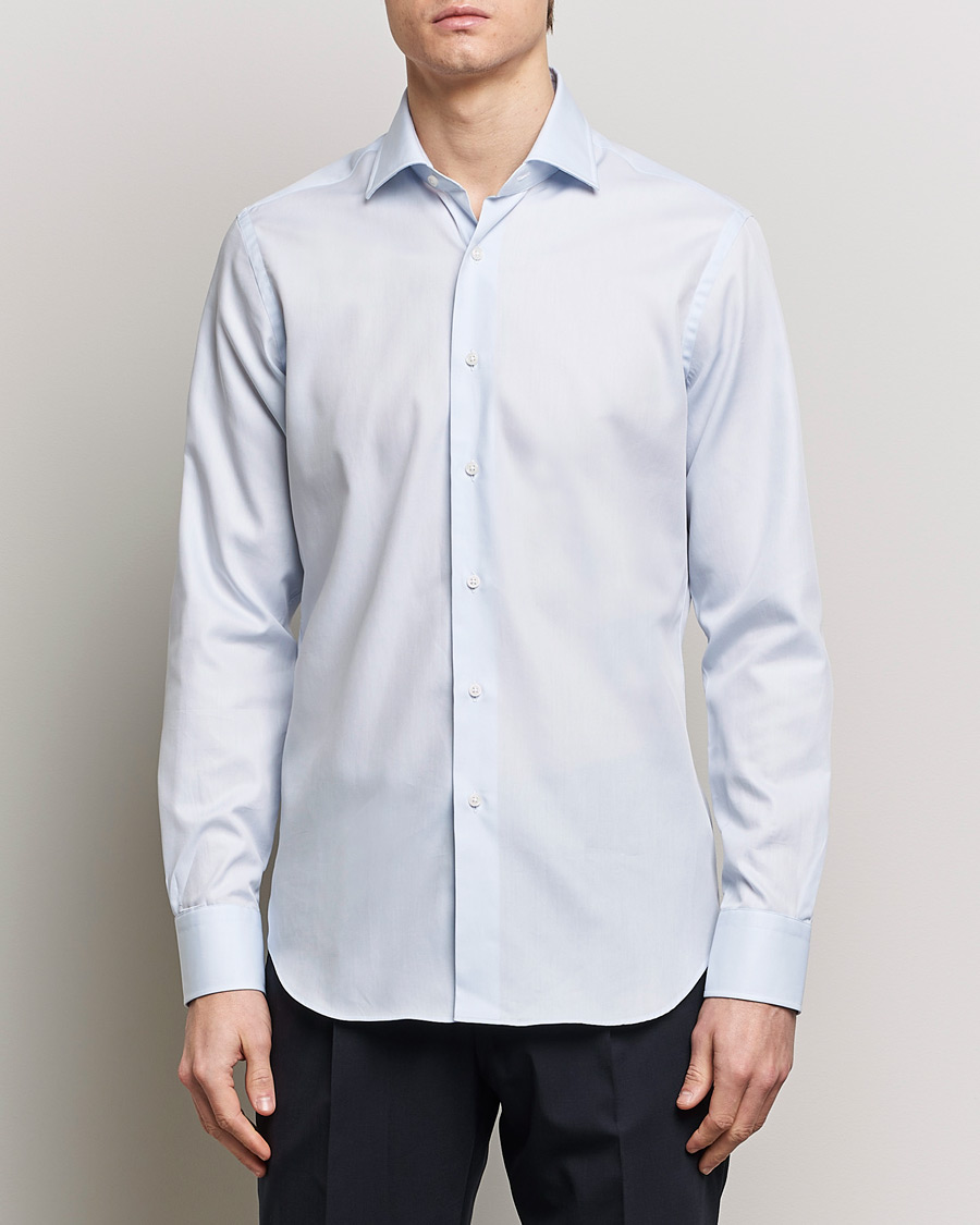Herre | Businesskjorter | Grigio | Cotton Twill Dress Shirt Light Blue