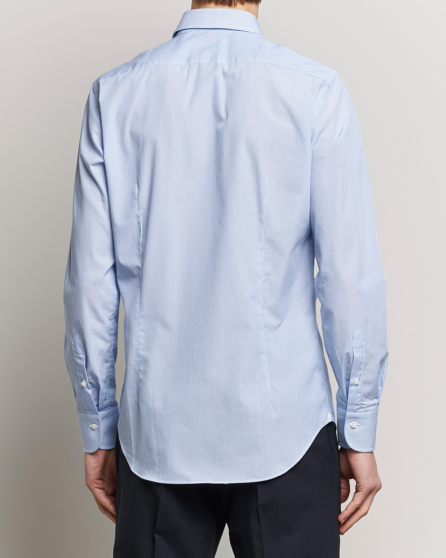 Herre | Skjorter | Grigio | Cotton Poplin Dress Shirt Light Blue Stripe