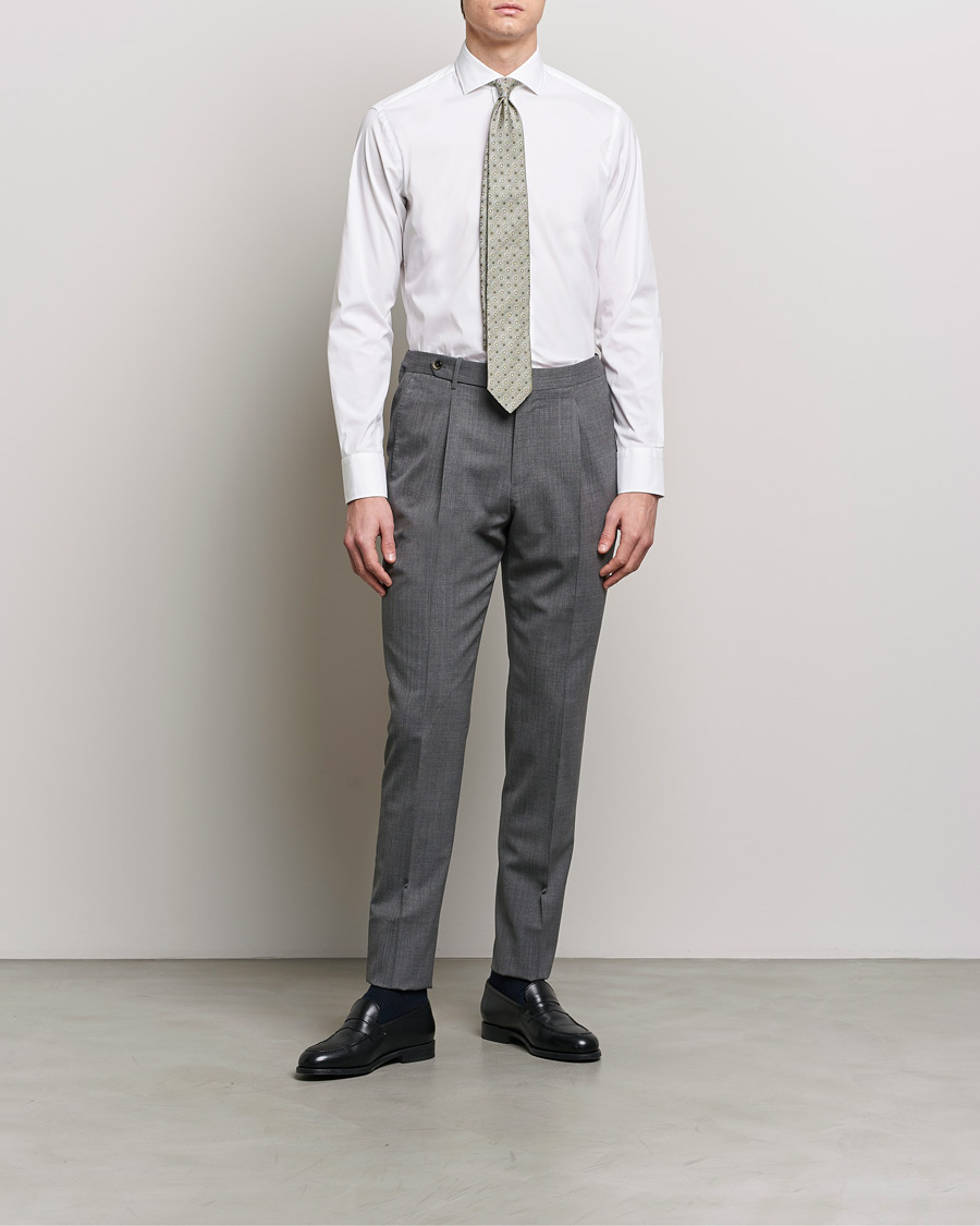 Herr |  | Grigio | Comfort Stretch Dress Shirt White