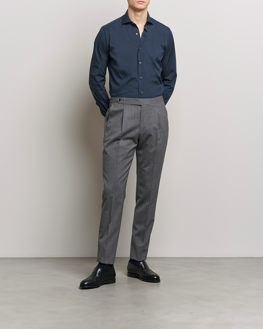 Herre | Skjorter | Grigio | Comfort Stretch Dress Shirt Navy