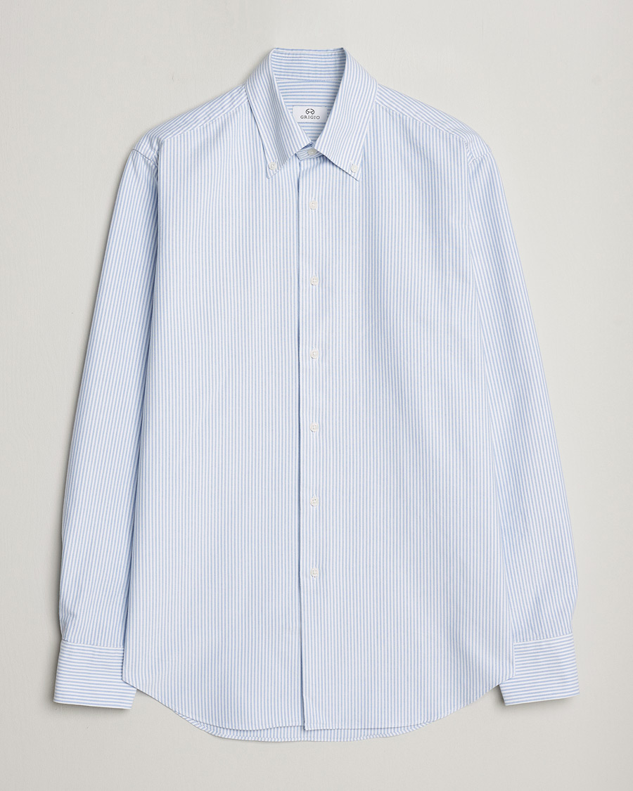 Herre | Skjorter | Grigio | Oxford Button Down Shirt Light Blue Stripe