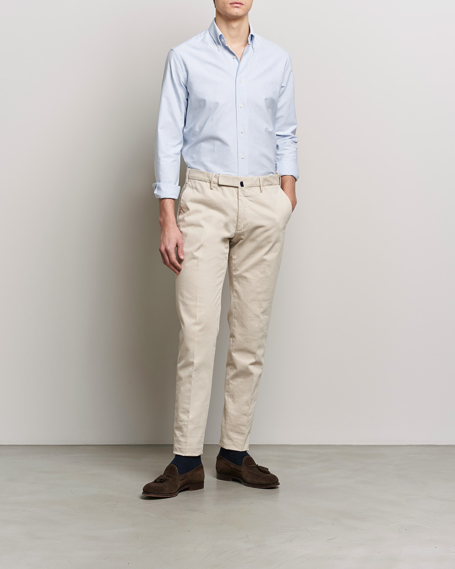 Herre | Skjorter | Grigio | Oxford Button Down Shirt Light Blue Stripe