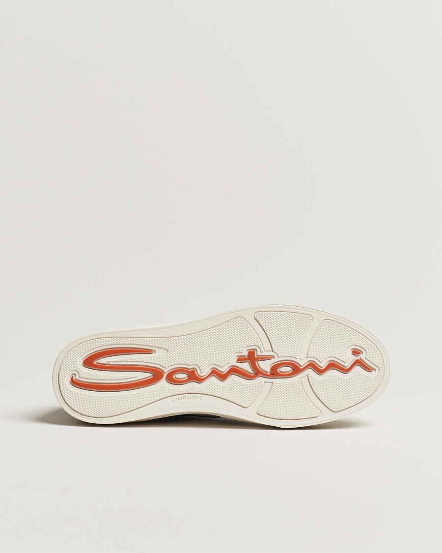 Herre | Santoni Double Buckle Sneakers White/Navy | Santoni | Double Buckle Sneakers White/Navy