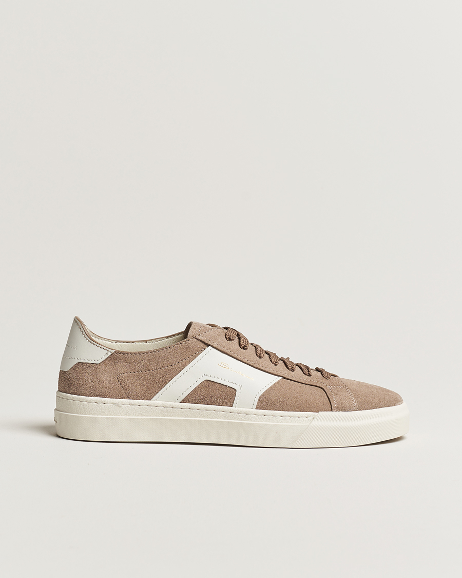 Herre | Santoni Double Buckle Sneakers Grey Suede | Santoni | Double Buckle Sneakers Grey Suede