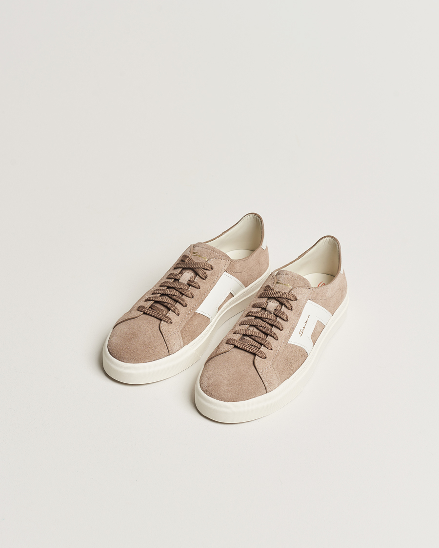 Herre | Santoni Double Buckle Sneakers Grey Suede | Santoni | Double Buckle Sneakers Grey Suede