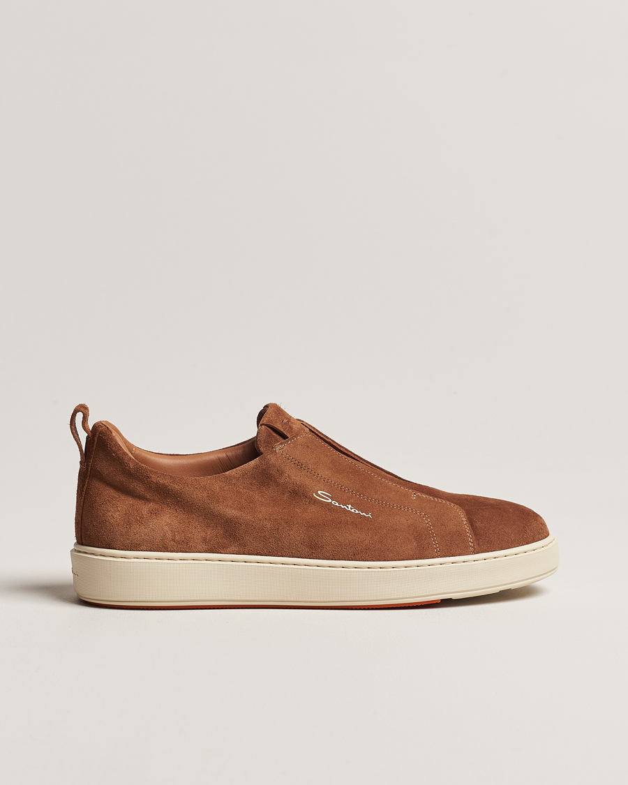 Herre | Santoni Cleanic No Lace Sneakers Brown Suede | Santoni | Cleanic No Lace Sneakers Brown Suede