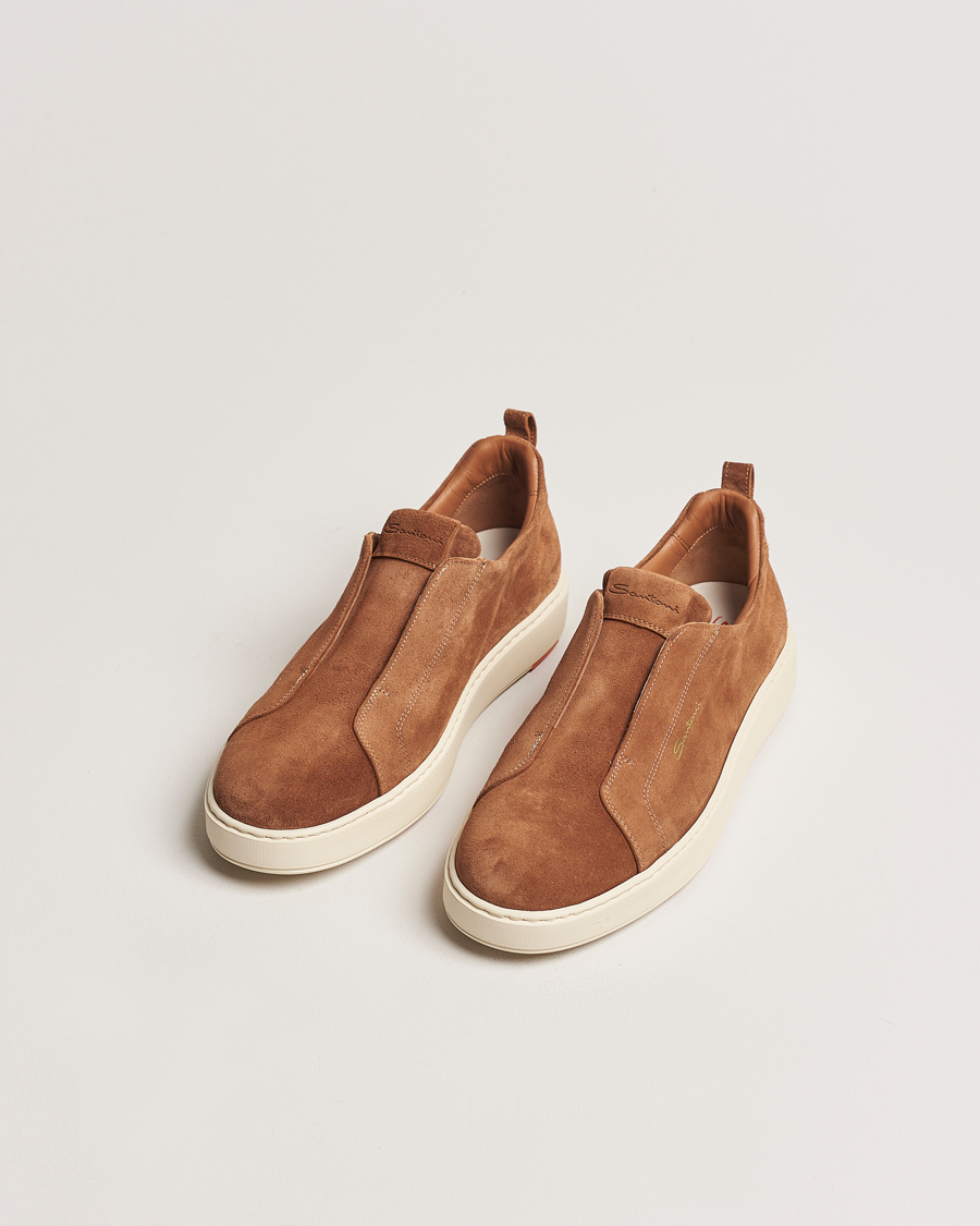 Herre | Santoni Cleanic No Lace Sneakers Brown Suede | Santoni | Cleanic No Lace Sneakers Brown Suede