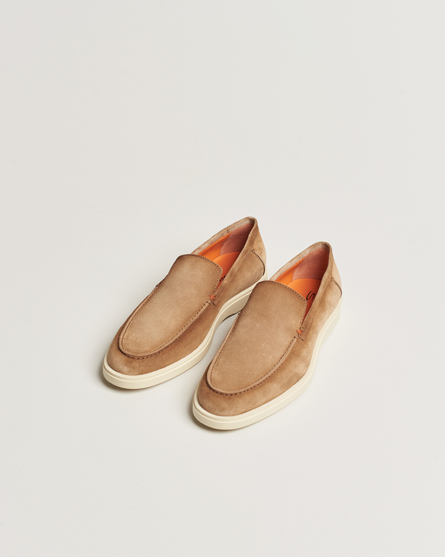 Herre | Italian Department | Santoni | Summer Loafers Beige Suede