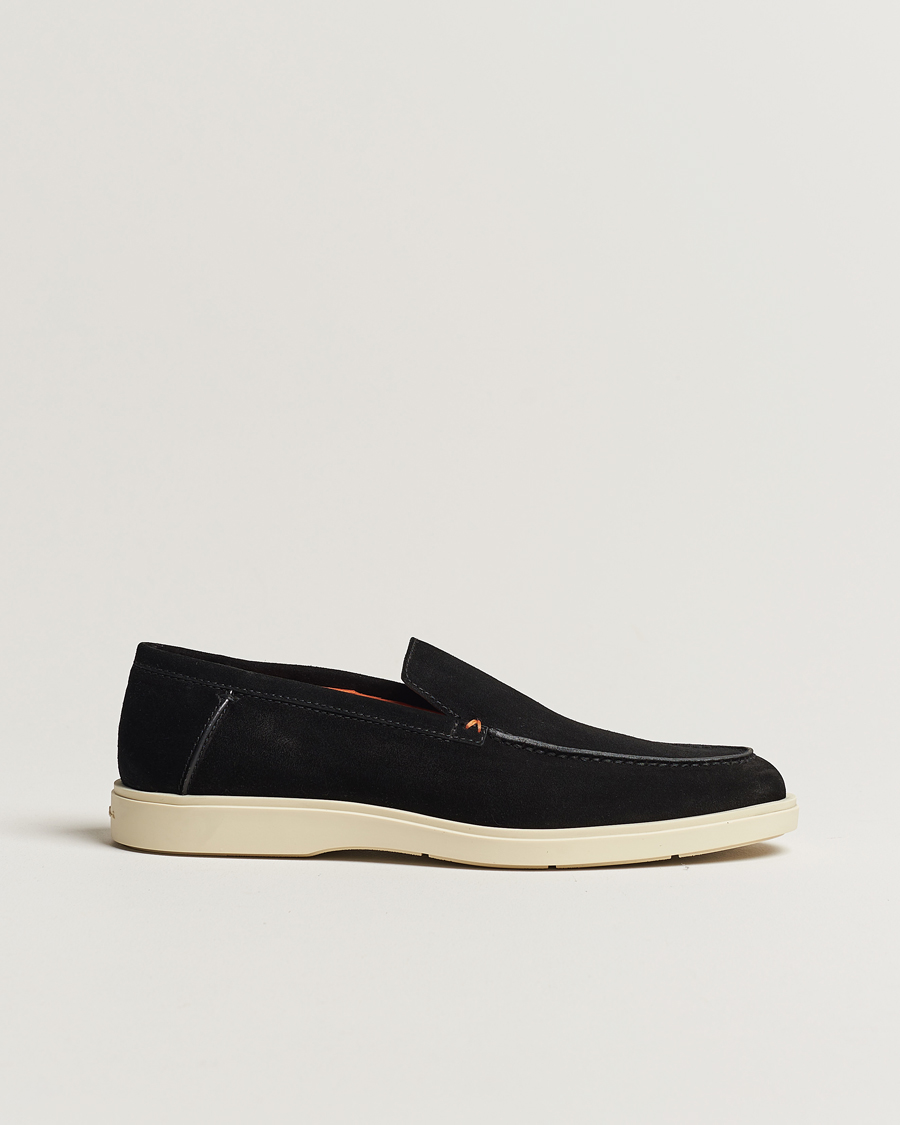 Herre | Santoni Summer Loafers Black Suede | Santoni | Summer Loafers Black Suede