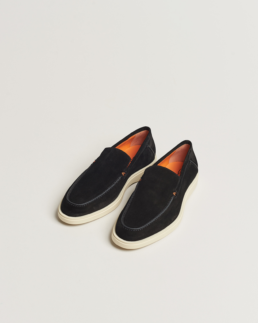 Herre | Santoni Summer Loafers Black Suede | Santoni | Summer Loafers Black Suede