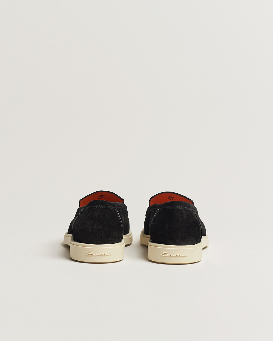 Herre | Santoni Summer Loafers Black Suede | Santoni | Summer Loafers Black Suede