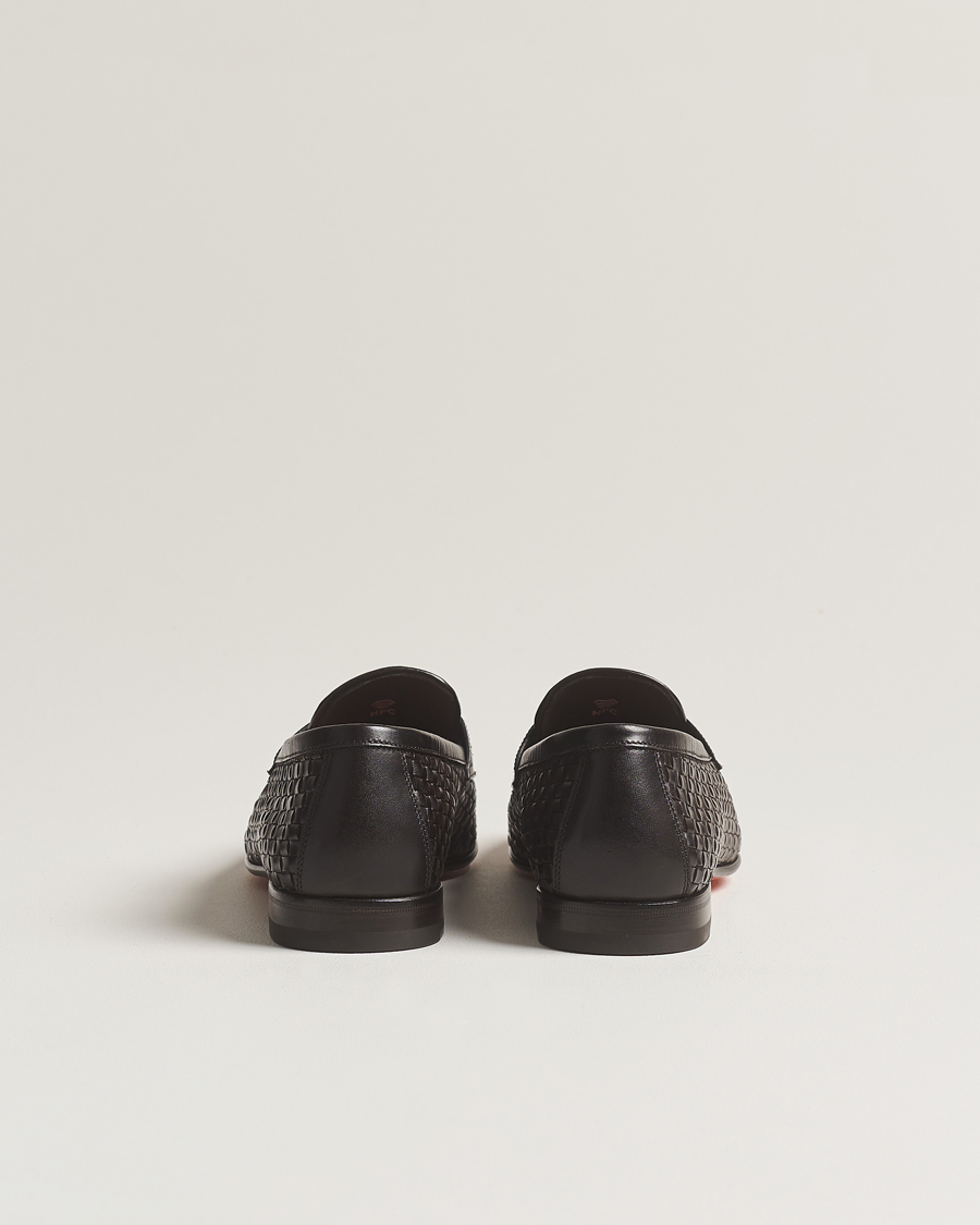 Herre | Santoni Braided Penny Loafers Dark Brown Calf | Santoni | Braided Penny Loafers Dark Brown Calf