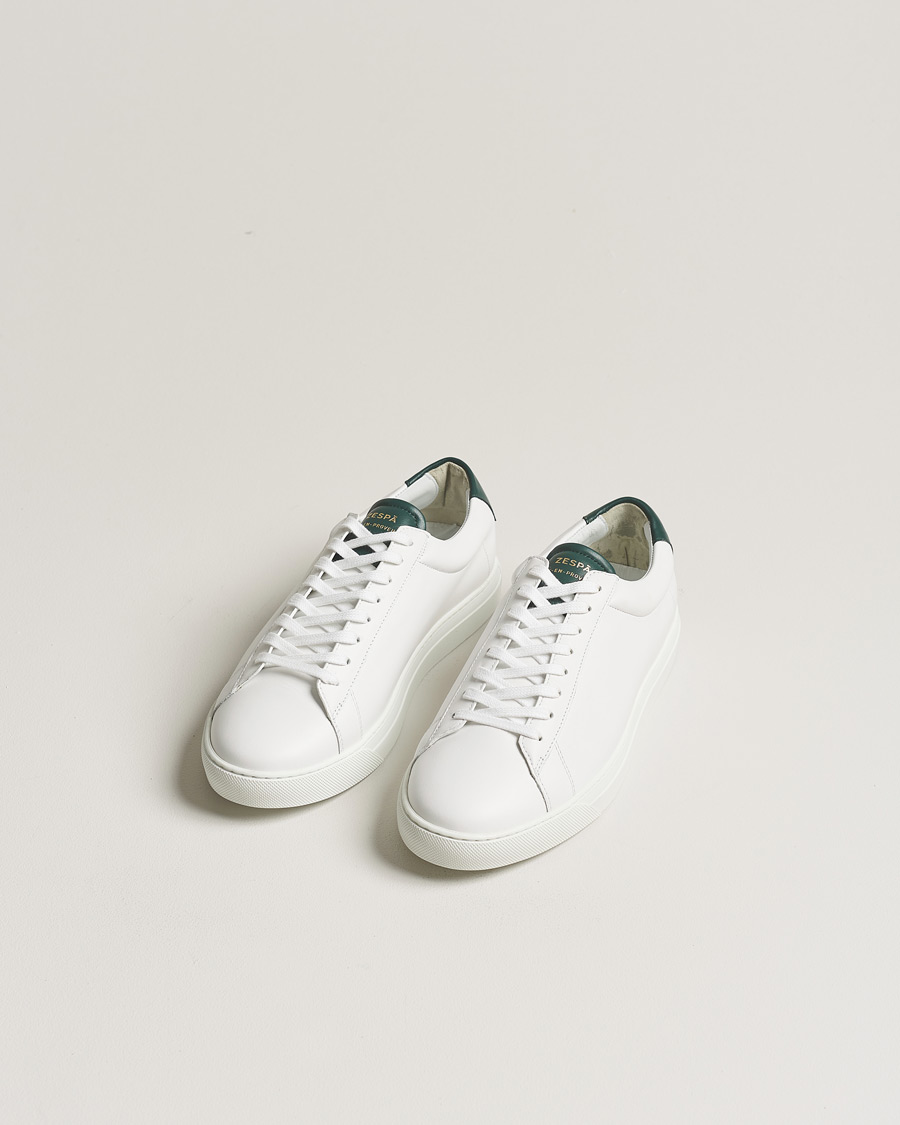 Herre | Sko | Zespà | ZSP4 Nappa Leather Sneakers White/Dark Green