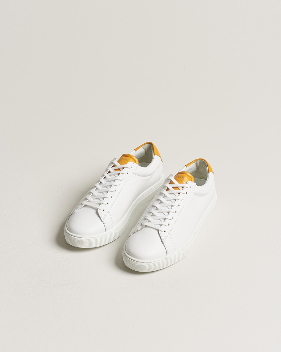 Herre | Sneakers med lavt skaft | Zespà | ZSP4 Nappa Leather Sneakers White/Yellow