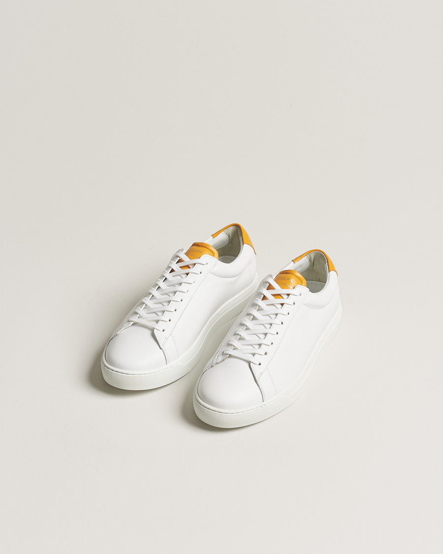 Herre | Zespà ZSP4 Nappa Leather Sneakers White/Yellow | Zespà | ZSP4 Nappa Leather Sneakers White/Yellow
