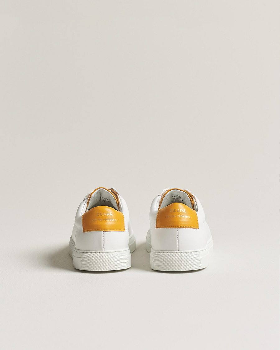 Herre | Zespà ZSP4 Nappa Leather Sneakers White/Yellow | Zespà | ZSP4 Nappa Leather Sneakers White/Yellow