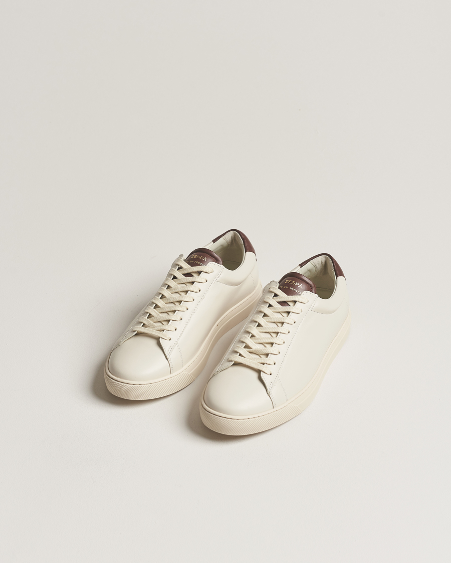 Herre | Sneakers med lavt skaft | Zespà | ZSP4 Nappa Leather Sneakers Off White/Brown