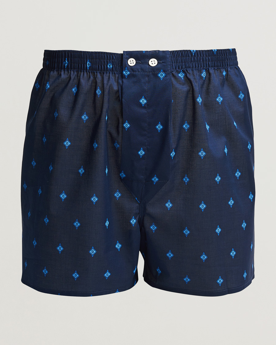 Herre | Undertøj | Derek Rose | Classic Fit Woven Cotton Boxer Shorts Navy