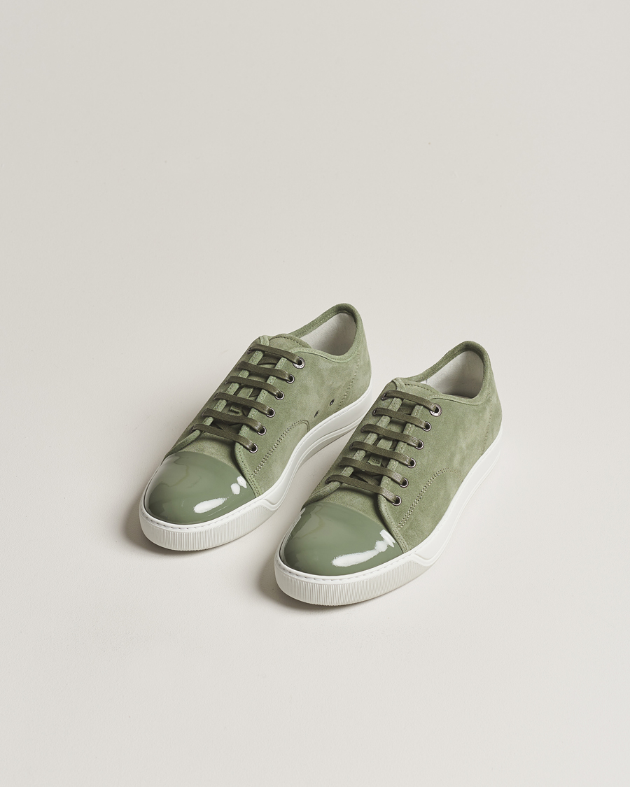 Herre | Lanvin Patent Cap Toe Sneaker Green | Lanvin | Patent Cap Toe Sneaker Green