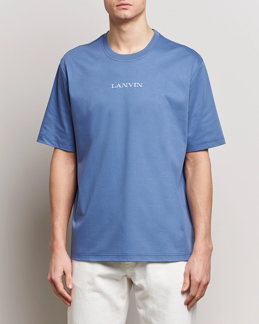 Herre | Lanvin | Lanvin | Embroidered Logo T-Shirt Cornflower