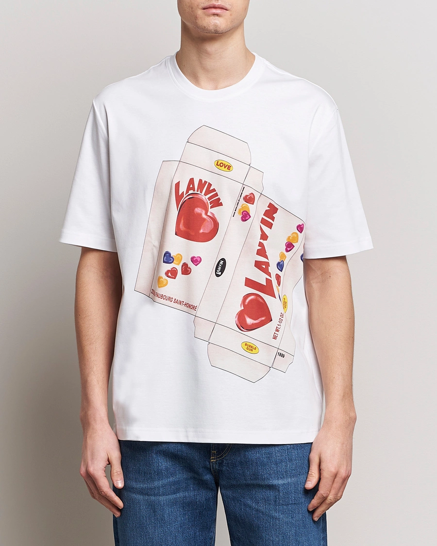 Herre | Kortærmede t-shirts | Lanvin | Bonbon Printed T-Shirt Optic White