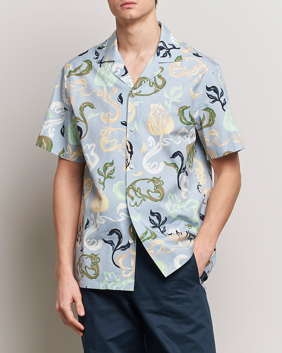 Herre | Kortærmede skjorter | Lanvin | Printed Bowling Shirt Azur