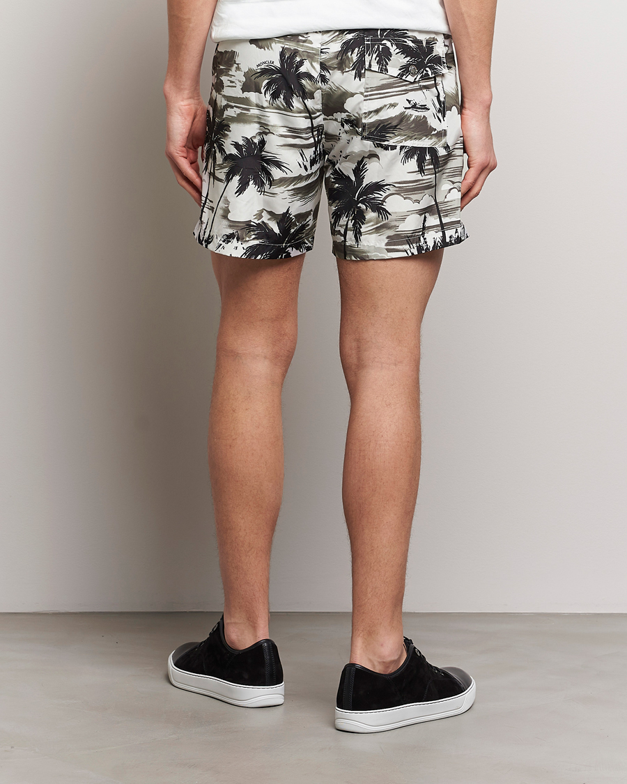 Herre | Badebukser | Moncler | Palm Printed Swim Shorts White/Olive