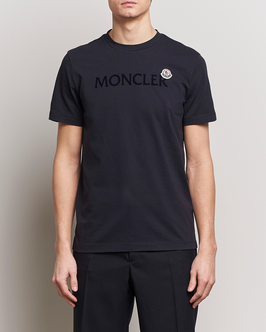 Herre | T-Shirts | Moncler | Lettering Logo T-Shirt Navy