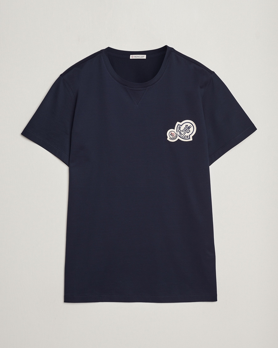 Herre | T-Shirts | Moncler | Double Logo T-Shirt Navy