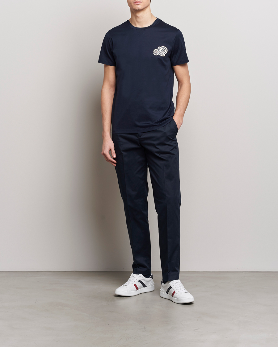 Herre | T-Shirts | Moncler | Double Logo T-Shirt Navy