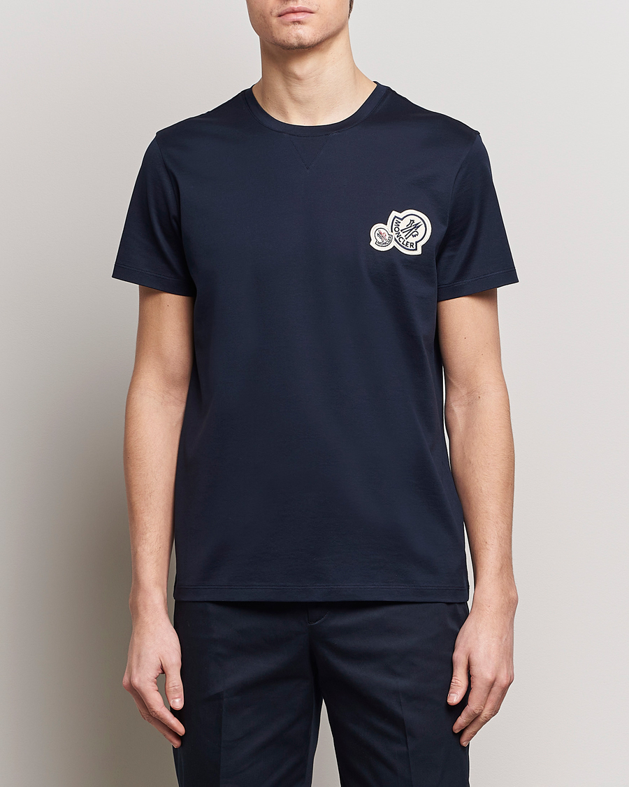 Herre | Kortærmede t-shirts | Moncler | Double Logo T-Shirt Navy