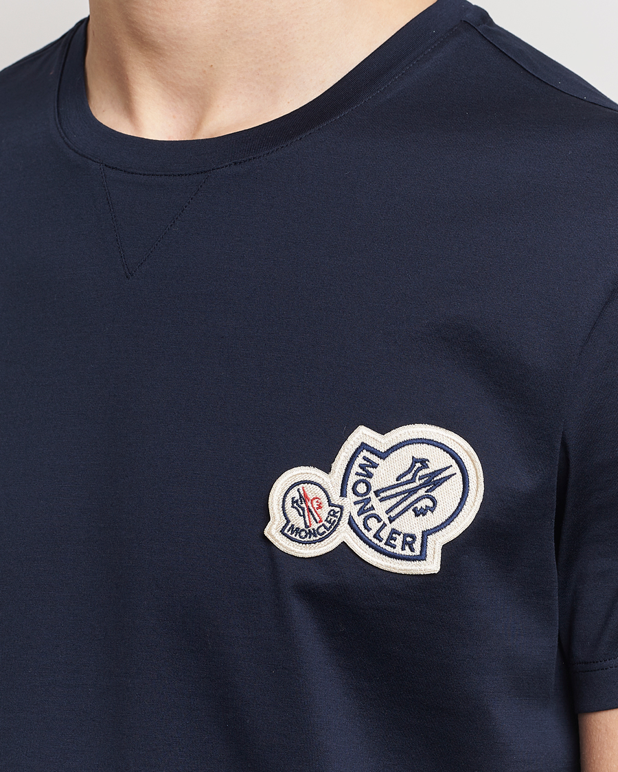Herre | T-Shirts | Moncler | Double Logo T-Shirt Navy