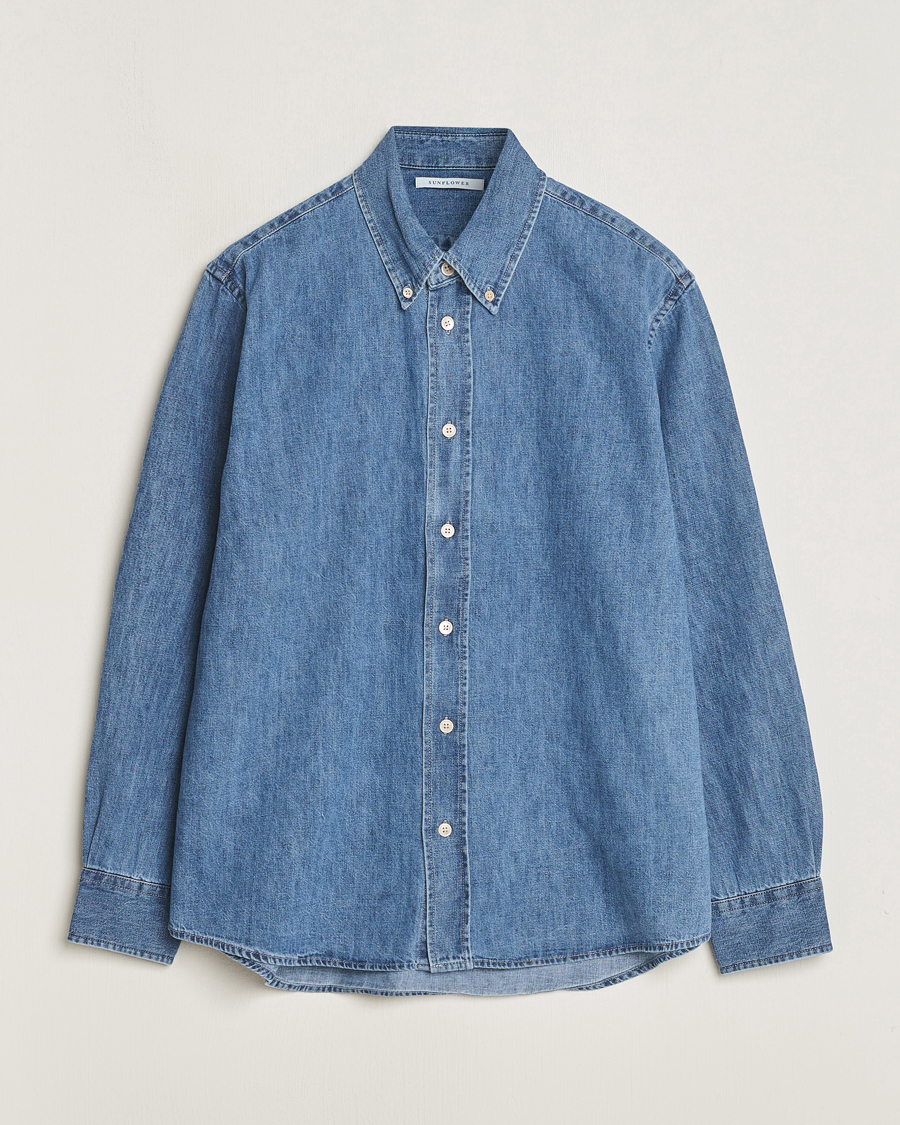 Herre | Skjorter | Sunflower | Denim Button Down Shirt Mid Blue