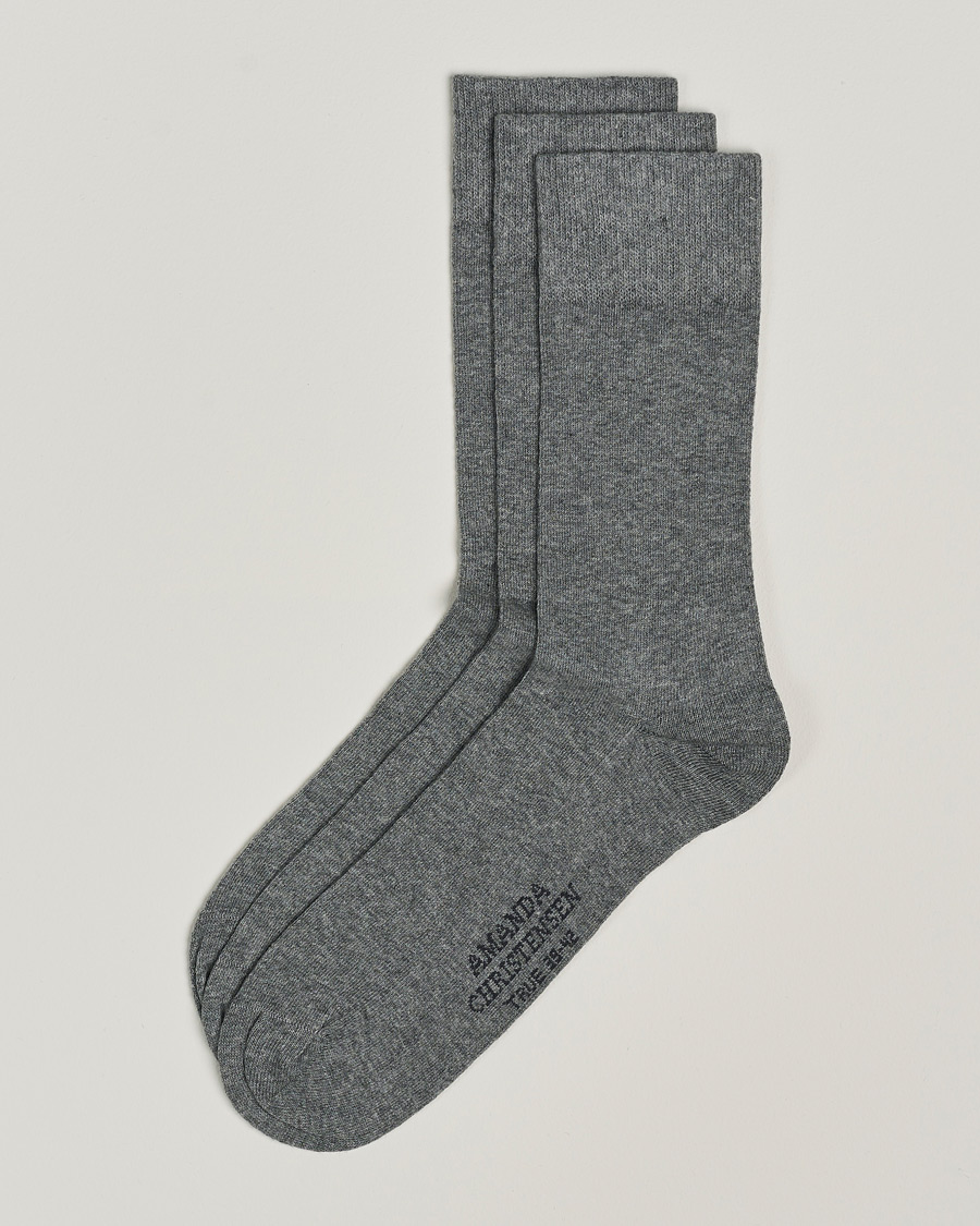 Herre | Undertøj | Amanda Christensen | 3-Pack True Cotton Socks Grey Melange