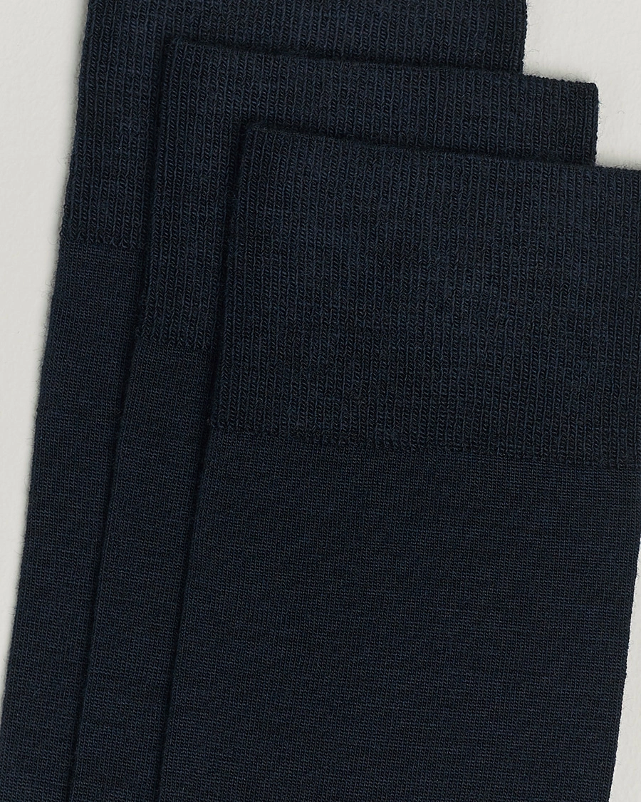 Herre | Amanda Christensen | Amanda Christensen | 3-Pack Icon Wool/Cotton Socks Dark Navy